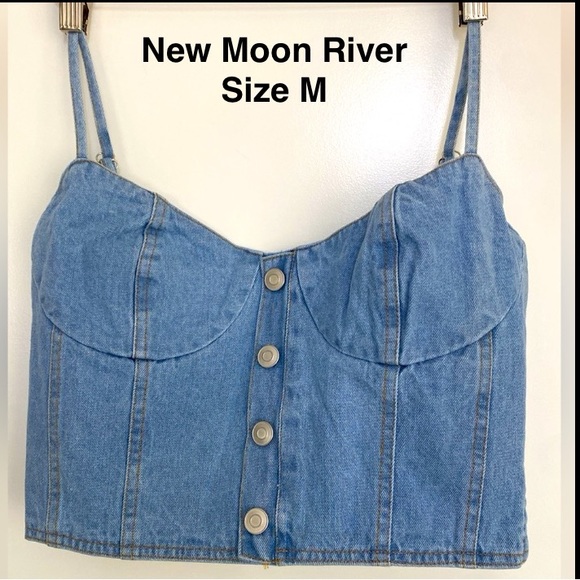 New Moon River Demin Jean Bustier Wrap top.Size M blue ⭐️⭐️⭐️⭐️ - Picture 3 of 16